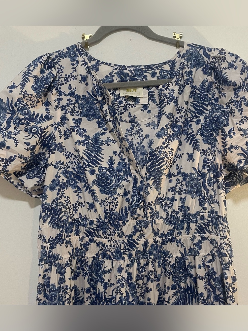 Anthropologie Maeve Somerset Tiered Maxi Dress Blue Floral L - Picture 3 of 5